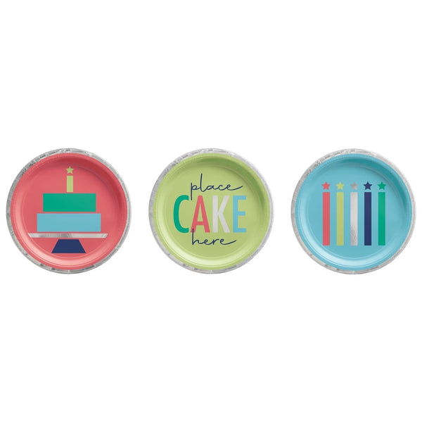 Plates - Lime Green, Let's Eat Cake Assortment, 7", 8 Count