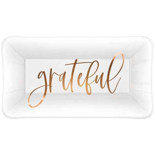 Plates - Modern Thanksgiving - "Grateful", 9" x 5", 8 Count