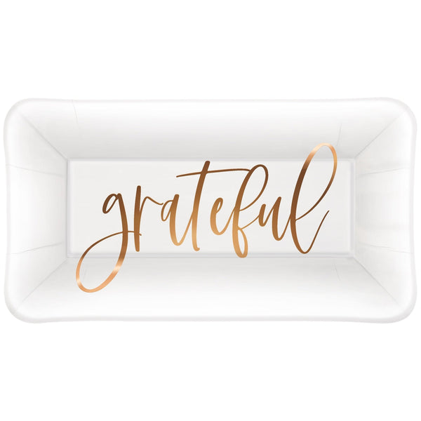 Plates - Modern Thanksgiving - "Grateful", 9" x 5", 8 Count
