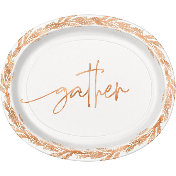 Plates - Oval, Elegant Thanksgiving Gathering, 8 Count