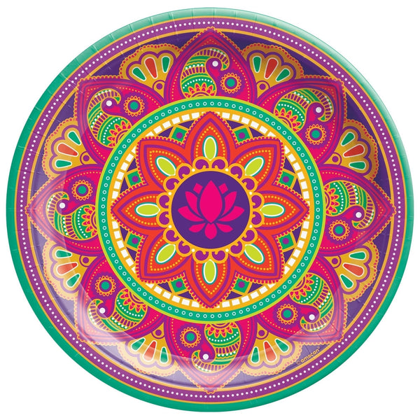 Plates - Pink, Round, Rangoli Dream, 10 1/2", 8 Count