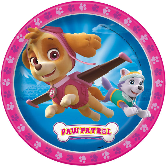 Plates - Pink and Blue, Paw Patrol, Girl, Round, 9"