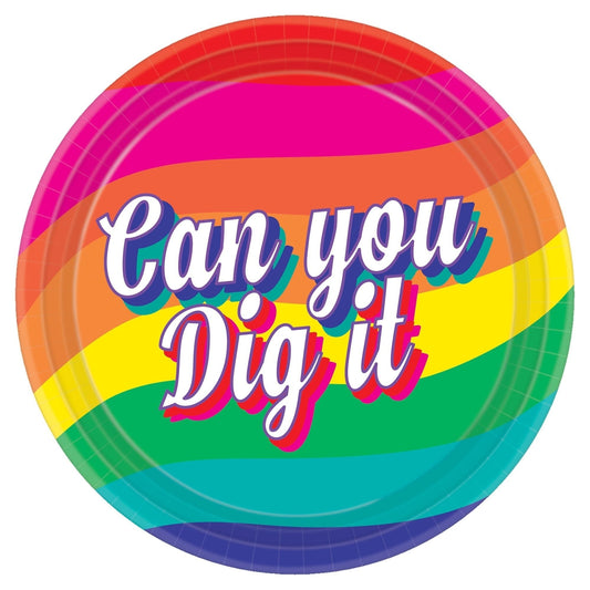 Plates - Rainbow, Good Vibes, Round, 7', 8 Count
