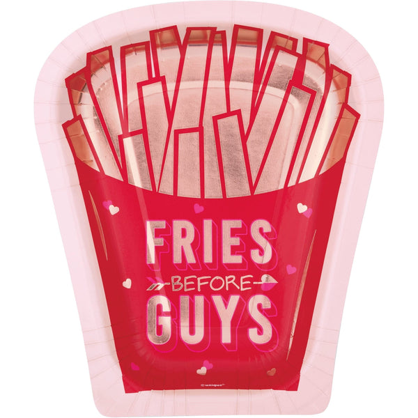 Plates - Red, Container Shaped, Fries Before Guys, 8", 8 Count