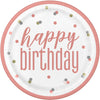 Plates - Rose Gold, Glitz "Happy Birthday", 9", 8 Count