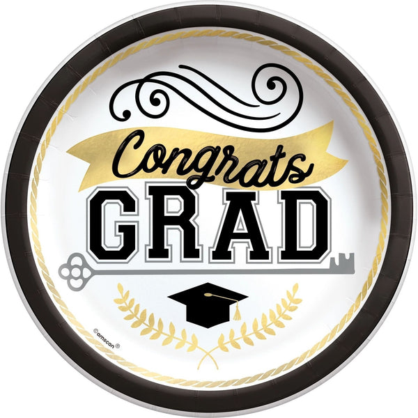 Round Plates, "Congrats Grad" 8 1/2", 50 Count
