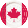 Plates - Round, Red and White, Canada Day Leaf, 7", 8 Count