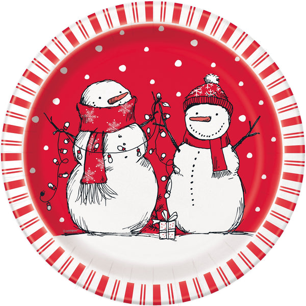 Plates - Snowman Round, 9"