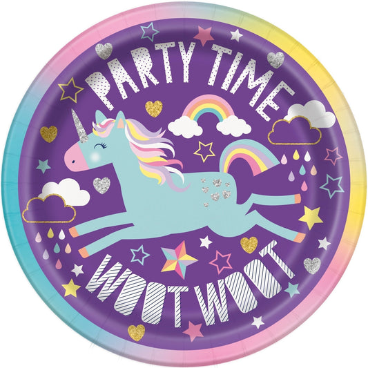 Plates - Unicorn 7", 8 Count