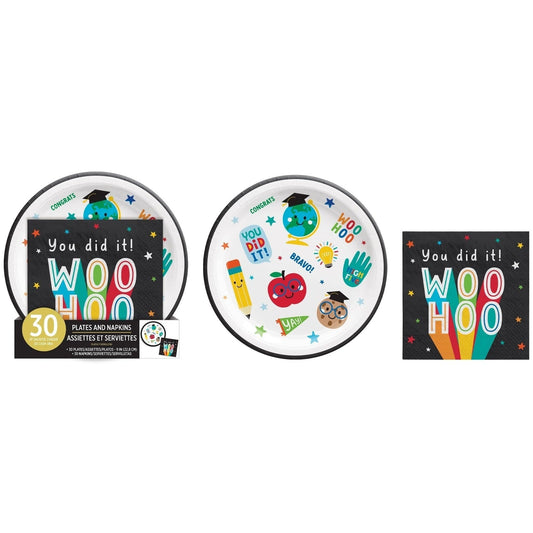 Plates and Napkins - Paper, Grad Fun Value Package