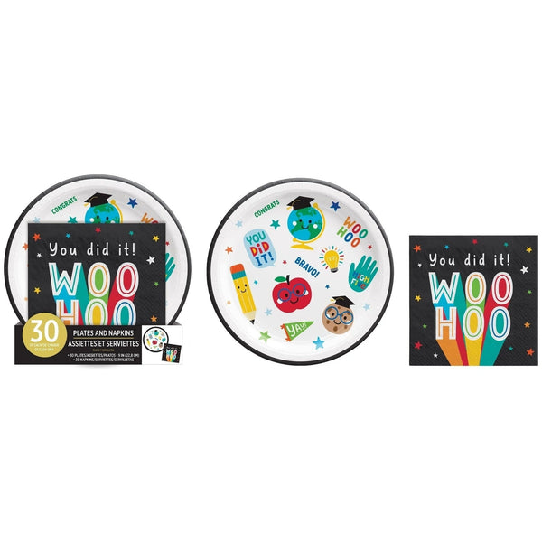 Plates and Napkins - Paper, Grad Fun Value Package