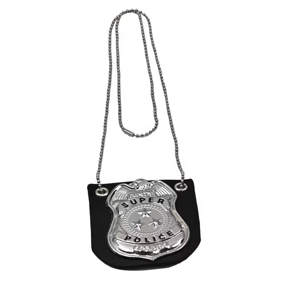 Police Badge on Necklace Chain Costume Accessory