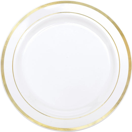 Premium 10 1/4" Plastic Plate with Gold Trim