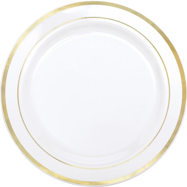 Premium 10 1/4" Plastic Plate with Gold Trim