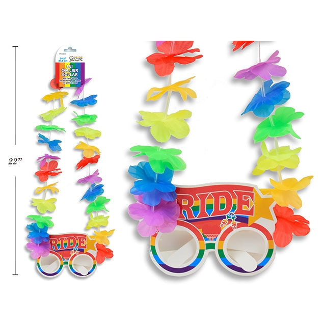 Pride Rainbow Petals Leis with Paper Glasses