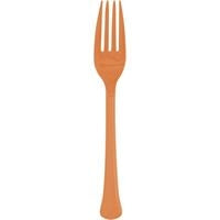 Pumpkin Orange Solid Premium Plastic Forks, 20 Count