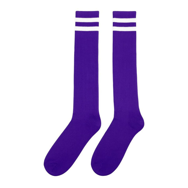 Purple Knee High Striped Socks