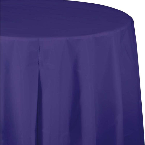 Purple Plastic Octagon Round Table Cover - 82" 1CT