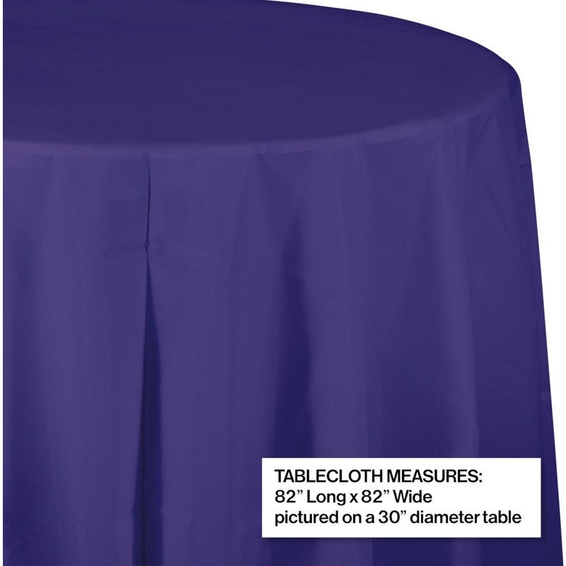 Purple Plastic Octagon Round Table Cover - 82" 1CT