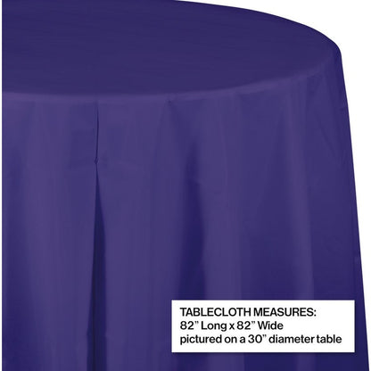 Purple Plastic Octagon Round Table Cover - 82" 1CT