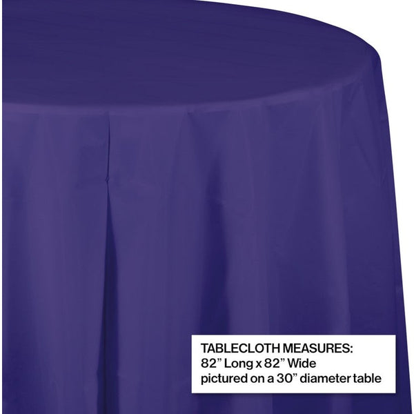 Purple Plastic Octagon Round Table Cover - 82" 1CT