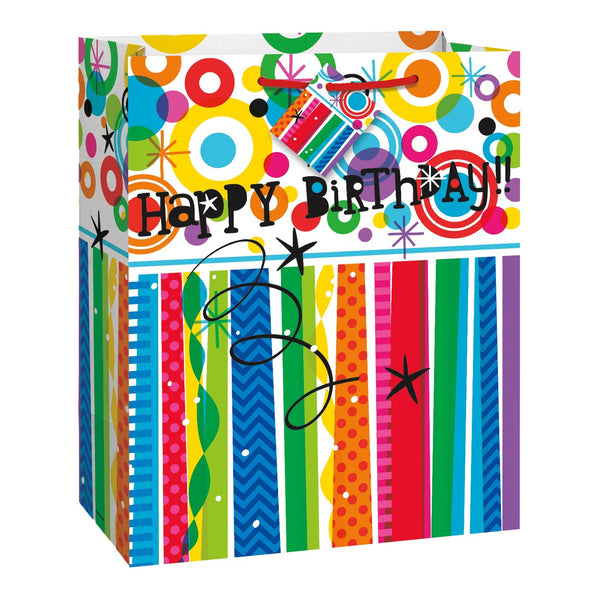 Rainbow "Happy Birthday" Large Gift Bag, 13" x 10"