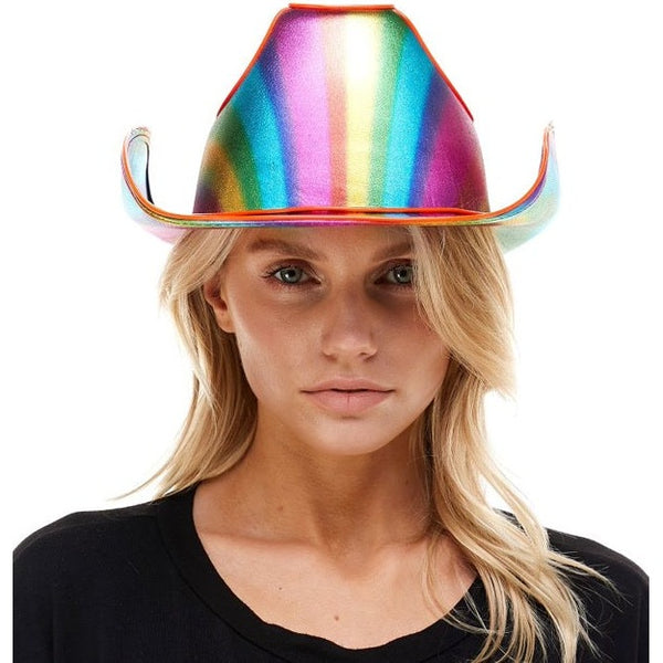 Rainbow Metallic Cowboy Hat