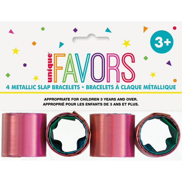 Rainbow Slap Bracelets 4 count