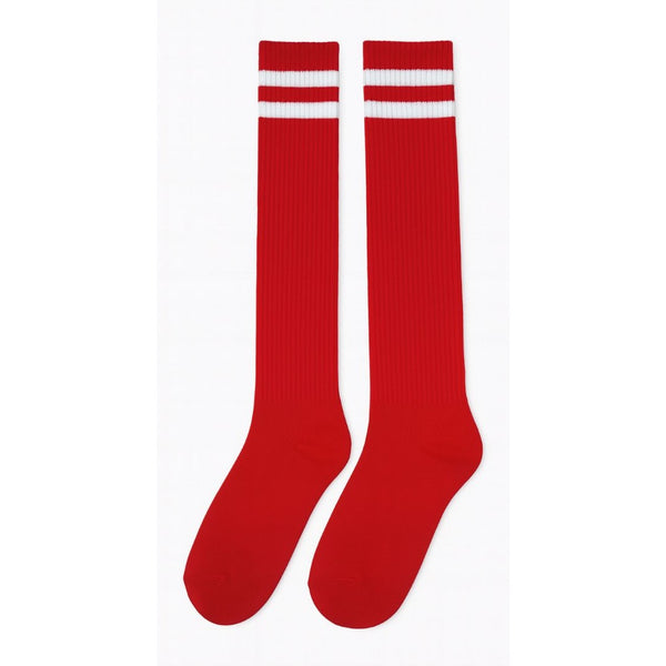 Red Knee High Striped Socks