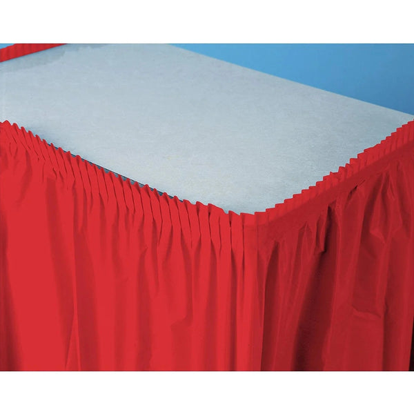 Red Plastic Table Skirt 14' x 29"