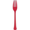 Red Solid Premium Plastic Forks, 20 Count