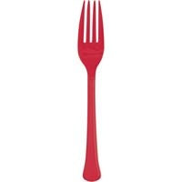 Red Solid Premium Plastic Forks, 20 Count