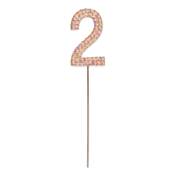 Rhinestone Number 2, Pink 1 pc