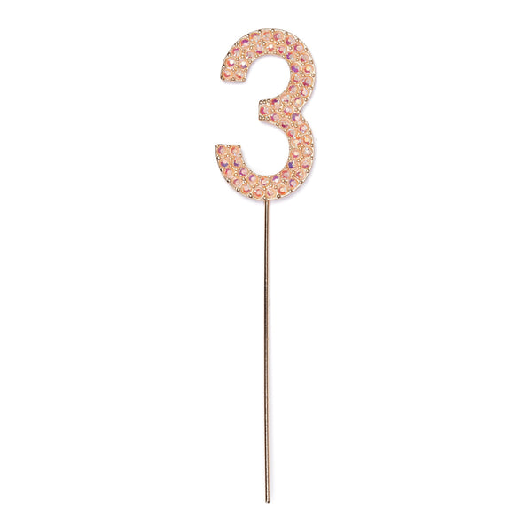 Rhinestone Number 3, Pink 1 pc