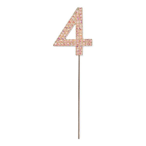 Rhinestone Number 4, Pink 1 pc