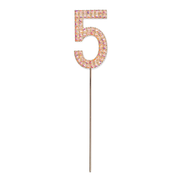 Rhinestone Number 5, Pink 1 pc