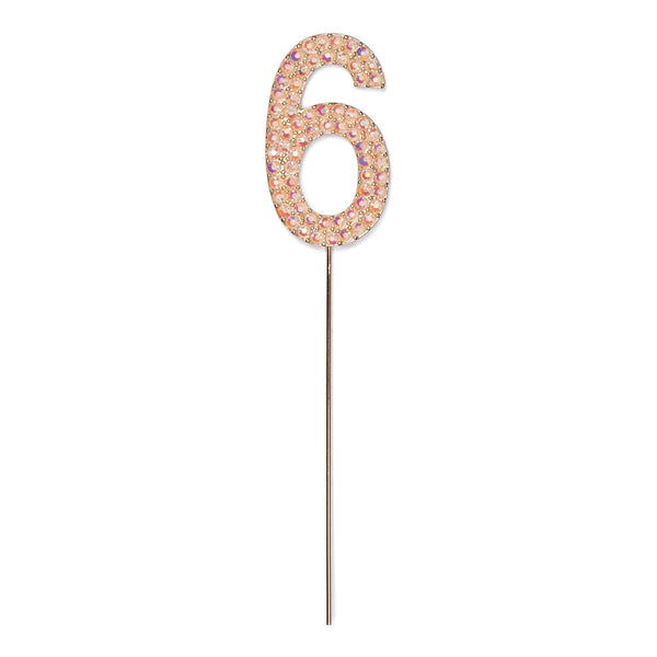 Rhinestone Number 6, Pink 1 pc