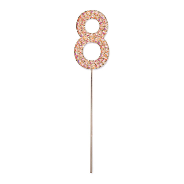 Rhinestone Number 8, Pink 1 pc