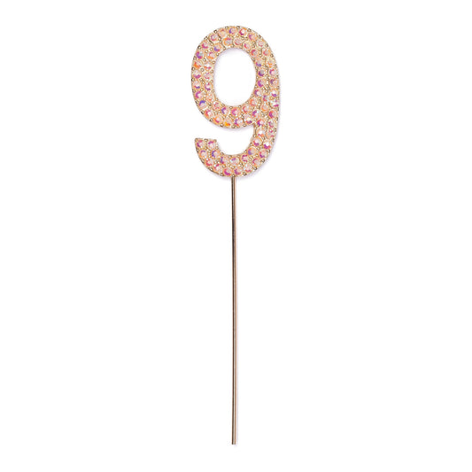 Rhinestone Number 9, Pink 1 pc