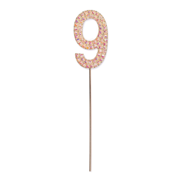 Rhinestone Number 9, Pink 1 pc