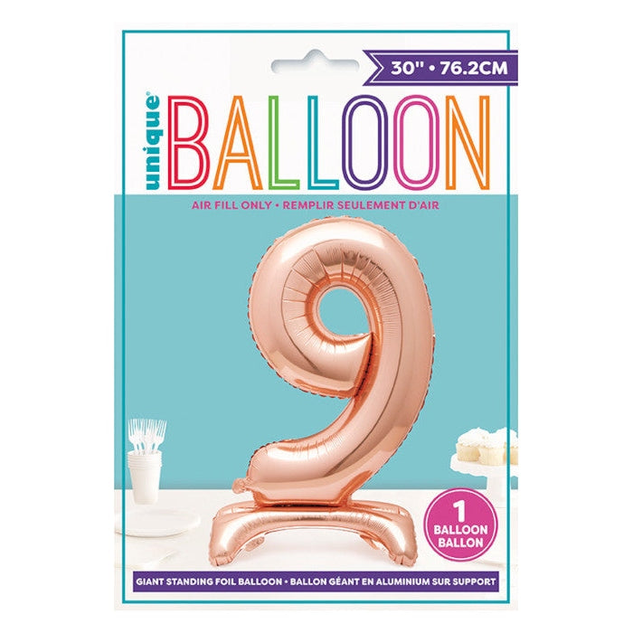 Rose Gold Number Shaped Standing Foil Balloon 30" 9