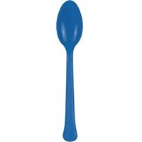 Royal Blue Solid Premium Plastic Spoons, 20 Count
