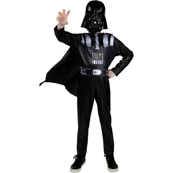 STAR WARS OFFICIAL DARTH VADER HALLOWEEN COSTUME FOR KIDS - Jumpsuit with Detachable Cape and 3D Half Mask