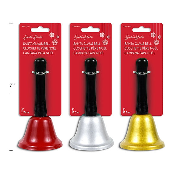 Santa Claus Hand Bell with Wood Look Handle. 1 per