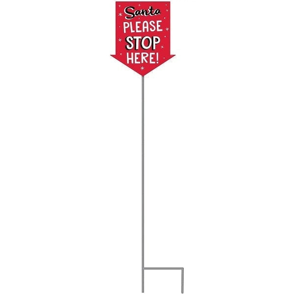 Santa Stop Here Metal Yard Stake