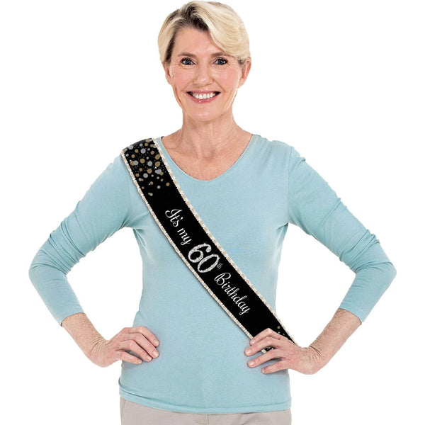 Sash - Black, Sparkling Celebration 60, 30"
