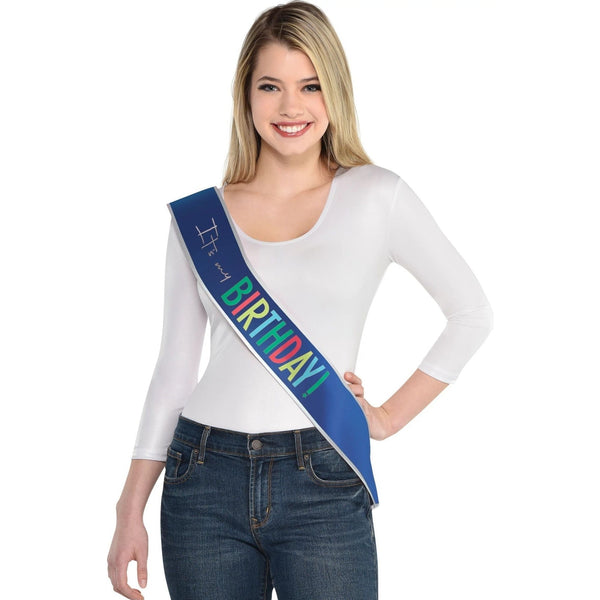Sash - Blue, "It's my Birthday", 30"