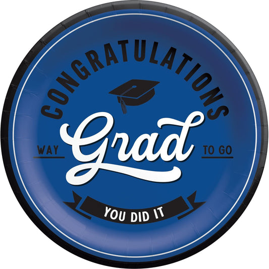 School Spirit 9" Round Plates - Blue