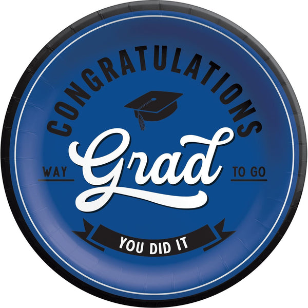 School Spirit 9" Round Plates - Blue