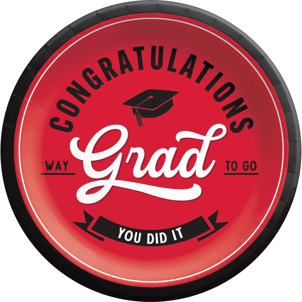 School Spirit 9" Round Plates - Red